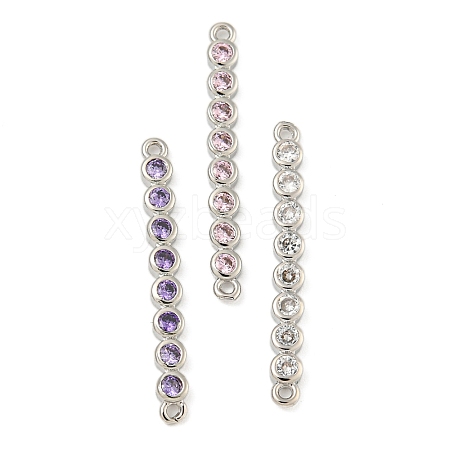 Brass Pave Cubic Zirconia Three Flat Round Links Connector Charms KK-P277-52D-A-1