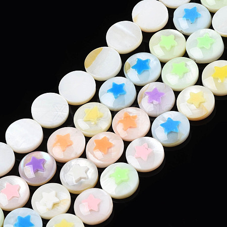 Natural Freshwater Shell Enamel Beads SHEL-N026-193-1