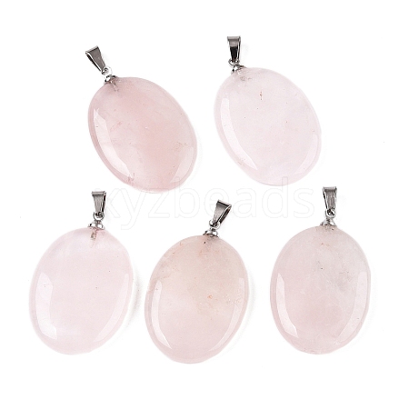 Natural Rose Quartz Pendants G-T138-207B-1