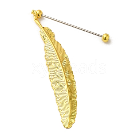 Alloy Feather Pendant Bookmarks AJEW-R101-01G-1