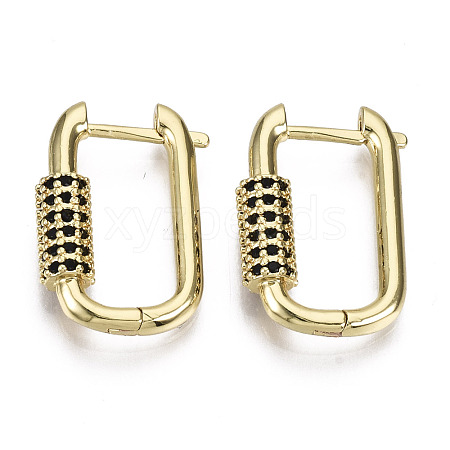 Brass Micro Pave Cubic Zirconia Huggie Hoop Earring EJEW-T046-010C-NF-1