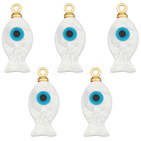 5Pcs Natural White Shell Pendants SHEL-BC0001-051-1