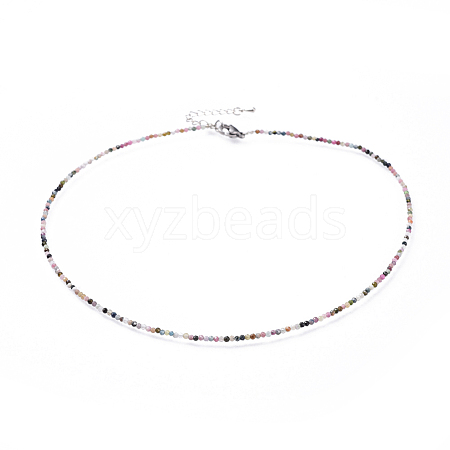 Natural Tourmaline Beaded Necklaces NJEW-JN02492-08-1