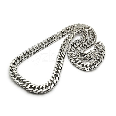 Fashionable 304 Stainless Steel Cuban Link Chain Necklaces STAS-A028-N065P-1