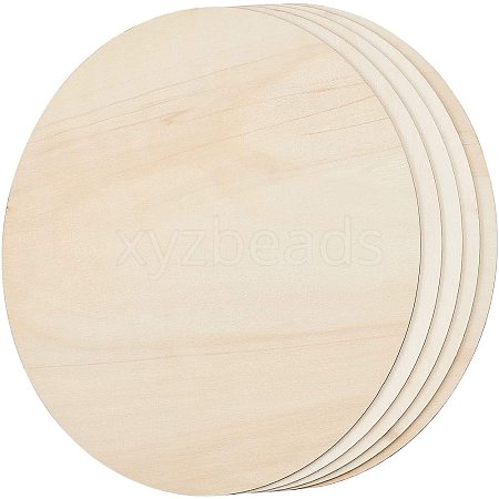 Flat Round Shape Unfinished Wood Slices DIY-GA0001-11-1