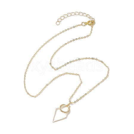 Brass Round with Rhombus Pendants Necklace NJEW-JN04698-1