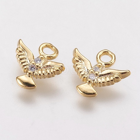 Brass Micro Pave Cubic Zirconia Charms ZIRC-G133-05G-1