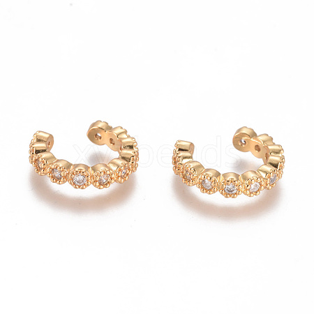 Golden Plated Brass Micro Pave Cubic Zirconia Cuff Earrings EJEW-L244-22B-1
