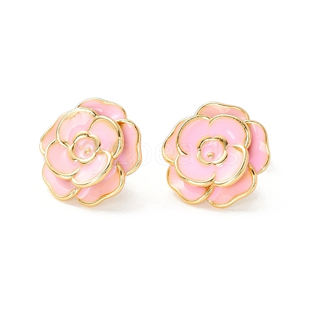 Flower Enamel Stud Earrings for Women EJEW-I684-07G-01-RS-1