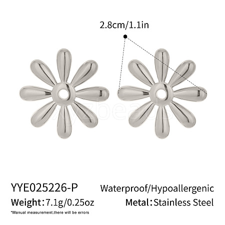 Stainless Steel Flower Stud Earrings CZ4982-2-1