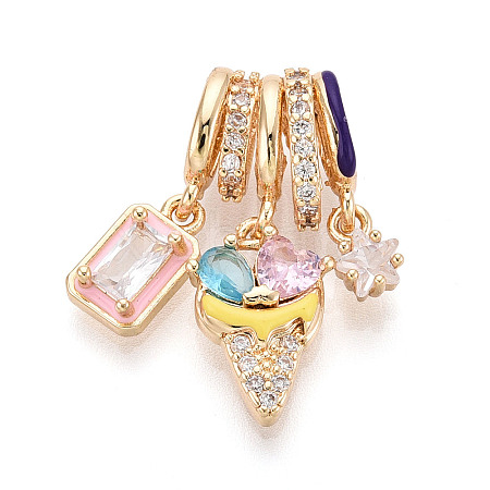 Brass Micro Pave Cubic Zirconia Pendants KK-T072-40G-1