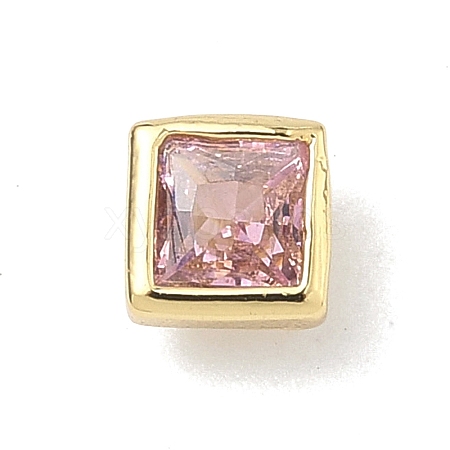 Square Brass Micro Pave Cubic Zirconia Cabochons KK-P345-13G-E01-1