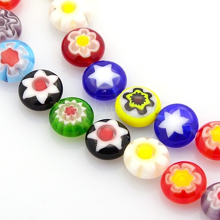 Handmade Millefiori Glass Bead Strands LAMP-J034-8mm-M-1