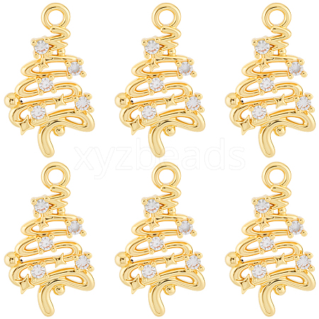 14Pcs Brass Micro Pave Cubic Zirconia Pendants KK-BBC0022-14-1