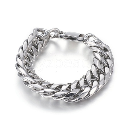 Tarnish Resistant 201 Stainless Steel Wheat Chain Bracelets BJEW-L665-05P-1