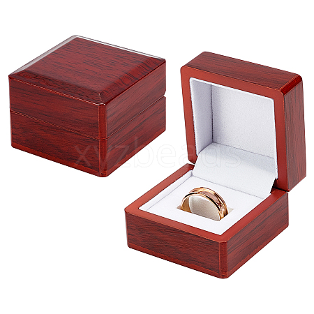 Square Wooden One Championship Ring Display Box CON-WH0095-71A-1