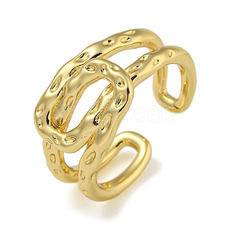 Oval Knot Brass Open Cuff Rings for Women RJEW-Z050-03G-1