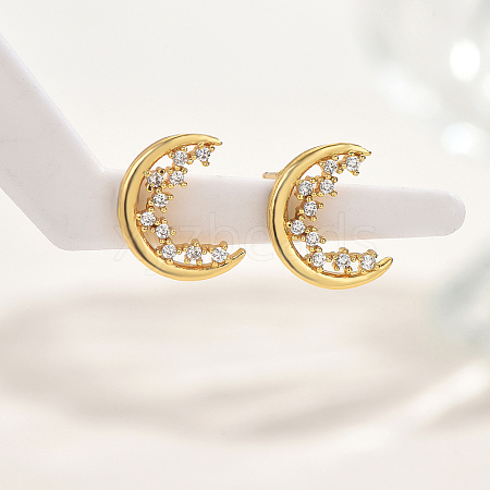 Fashionable Gold Plated Brass Stud Earrings for Women RZ7329-1