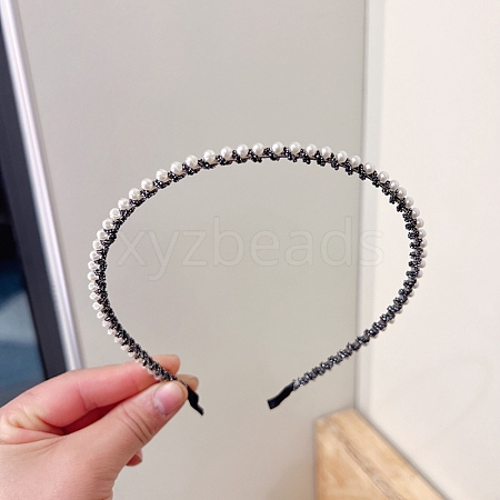 Alloy with Plastic Pearl Hair Bands PW-WG96FFC-01-1