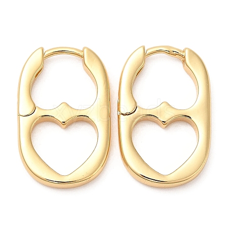 Rack Plating Brass Oval with Heart Hoop Earrings EJEW-D064-09G-1