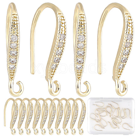 CREATCABIN 22Pcs Brass Micro Pave Clear Cubic Zirconia Earring Hooks KK-CN0002-34-1