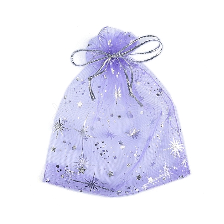 Sliver Stamping Star Organza Printed Gift Drawstring Bags PW-WG4192C-05-1