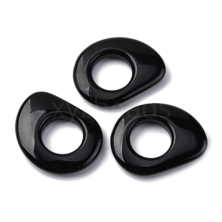 Natural Black Obsidian Linking Rings G-U024-01-1