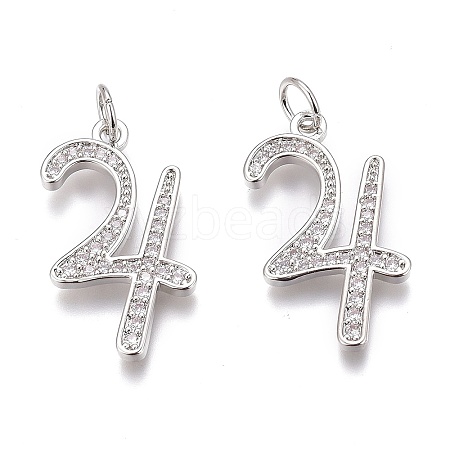 Brass Micro Pave Clear Cubic Zirconia Pendants ZIRC-O035-08P-1