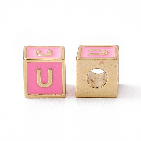 Rack Plating Brass Enamel Beads KK-B060-04G-05U-1