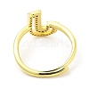 Mixed Color Enamel Initial Letter Adjustable Ring with Clear Cubic Zirconia RJEW-P045-01G-J-3
