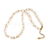 304 Stainless Steel & Imitation Pearl Woven Round Beaded Necklaces for Women SA-CBAAFEE-02G-2