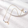 Chakra Natural Gemstone Faceted Round Beaded Pendant 304 Stainless Steel Cable Chain Necklaces NJEW-JN05531-01-2