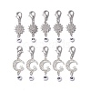 10Pcs 10 Style Moon Sun Alloy Rhinestone Pendant Locking Stitch Markers with Acrylic Number HJEW-JM01482-1