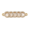 Rack Plating Brass Micro Pave Clear Cubic Zirconia 5 Rings Connector Charms KK-A234-080G-1