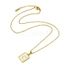 Ion Plating(IP) Rectangle with Initial Letter 304 Stainless Steel Pendant Necklace NJEW-R265-04G-C-3