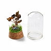 Natural Tiger Eye Chips Money Tree in Dome Glass Bell Jars with Wood Base Display Decorations DJEW-K030-02D-3