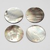 Flat Round Black Lip Shell Pendants SSHEL-M010-03-1