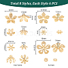   48Pcs 8 Style Brass Bead Cap KK-PH0006-78-2