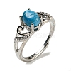 Oval Natural ApatiteAdjustable Rings RJEW-Q818-01P-09B-2