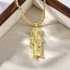 Brass Micro Pave Clear Cubic Zirconia Saint Jude Pendant Necklaces NJEW-C071-01C-G-3