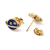 Ion Plating(IP) Enamel Planet with Star Stud Earrings with 316 Surgical Stainless Steel Pins EJEW-A081-06G-3