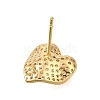 Brass Micro Pave Cubic Zirconia Stud Earring Findings with Loops CU-CBA1682-02G-2