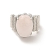 Natural Rose Quartz Oval Open Cuff Ring RJEW-P082-03P-20-3