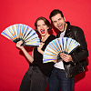 1Pc Bamboo with Oxford Fabric Glitter Powder Folding Fans AJEW-SP0003-77E-6