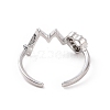 Clear Cubic Zirconia Heart Beat Open Cuff Ring RJEW-G283-12P-3