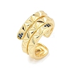 Brass Micro Pave Cubic Zirconia Open Cuff Rings for Women RJEW-R011-10G-01-4