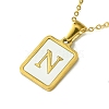 Ion Plating(IP) Rectangle with Initial Letter 304 Stainless Steel Pendant Necklace NJEW-R265-04G-N-1