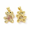 Brass Micro Pave Clear Cubic Zirconia Pendants ZIRC-F135-28G-2