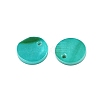 Spray Painted Natural Freshwater Shell Flat Round Charms SHEL-N036-09-2