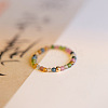 Natural Rainbow Tourmaline Round Beaded Finger Rings WGDC3AE-01-3